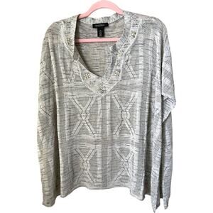 WHBM gold silver sheer crochet knit short sleeve poncho sweater XS